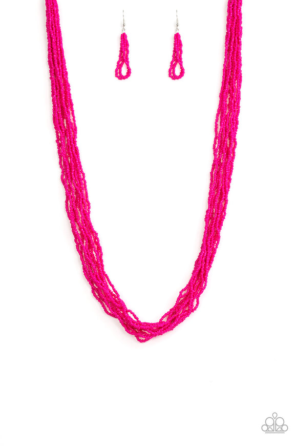 Congo Colada - Pink Seed Bead Necklace #299